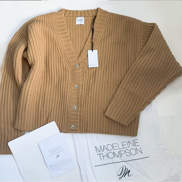 NWT Madeleine Thompson Cashmere Champery Ribbed Button Cardigan